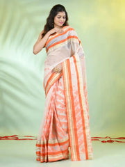 Navy Blue Cotton Saree With Geomatric Patterns-MA66BCT43830037