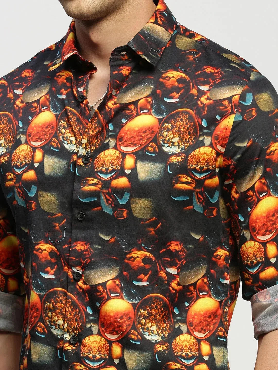 Men's Black Printed Cotton Shirt | Stylish Printed Shirts