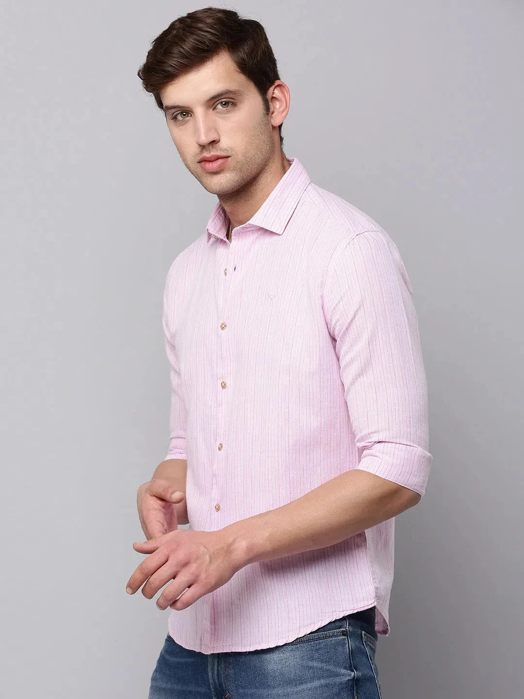Pink Striped Mens Shirt - Casual Cotton Shirt | DesiQlo
