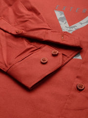 Men Rust Printed Casual Shirt-JINATWILL-4734-Rust