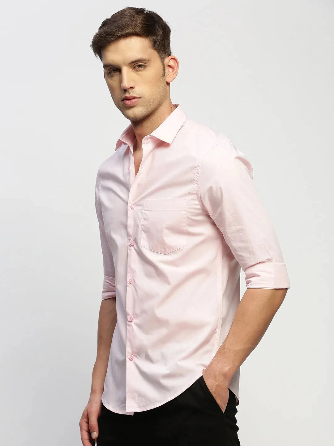 Pink Solid Cotton Mens Shirt | DesiQlo Trendy Formal Shirts