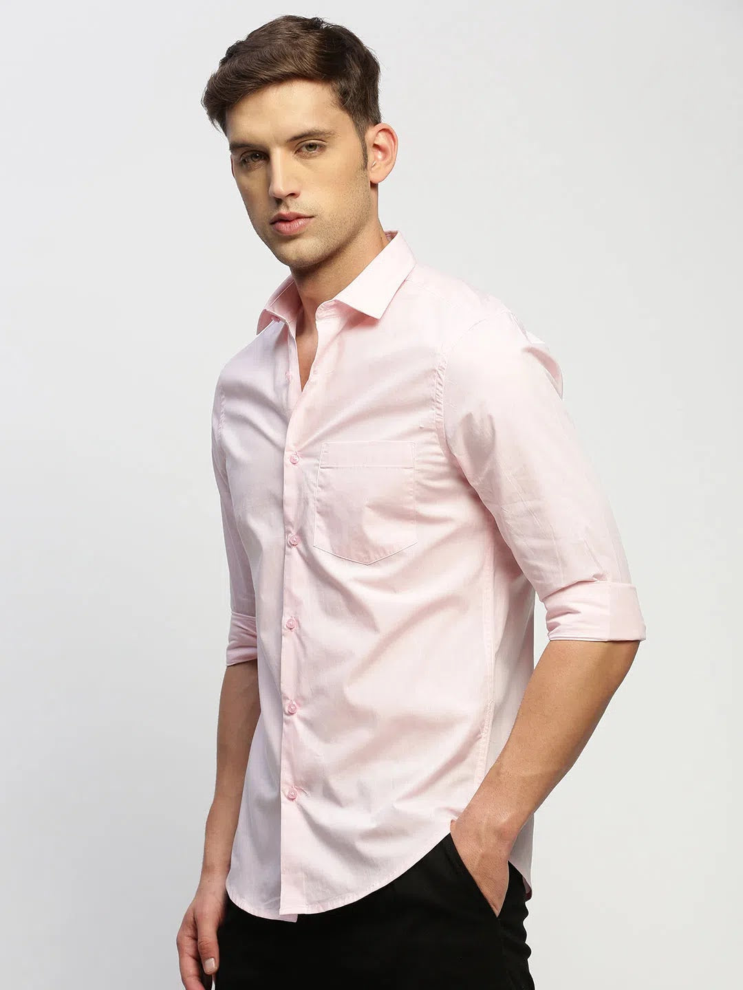 Pink Solid Cotton Mens Shirt | DesiQlo Trendy Formal Shirts