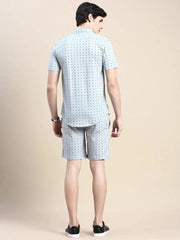 Men Green Printed Casual Co ord Set-EX-695-Seagreen