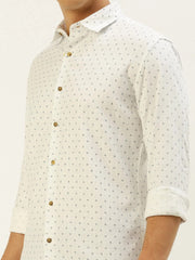 Men White Printed Casual Shirt-REPLAYPRINTSLINEN-3461-White