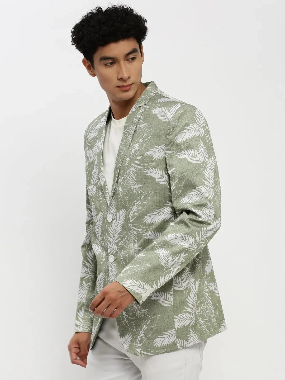 Green Printed Blazer - Indian Nehru Jackets | DesiQlo