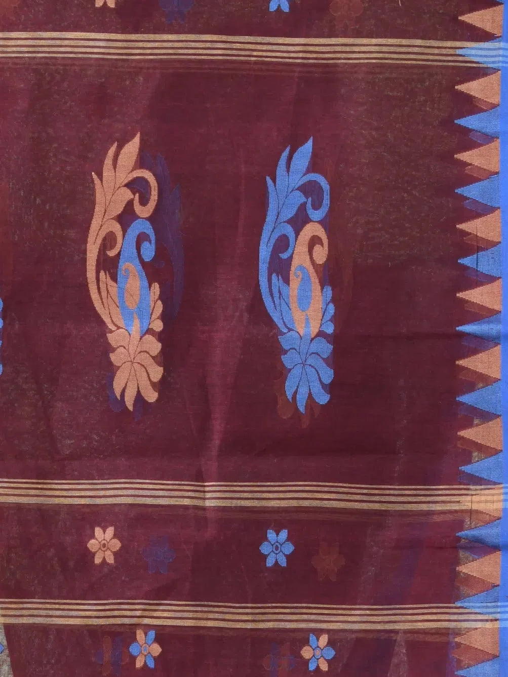 Black Cotton Saree: Temple Border Indian Sari