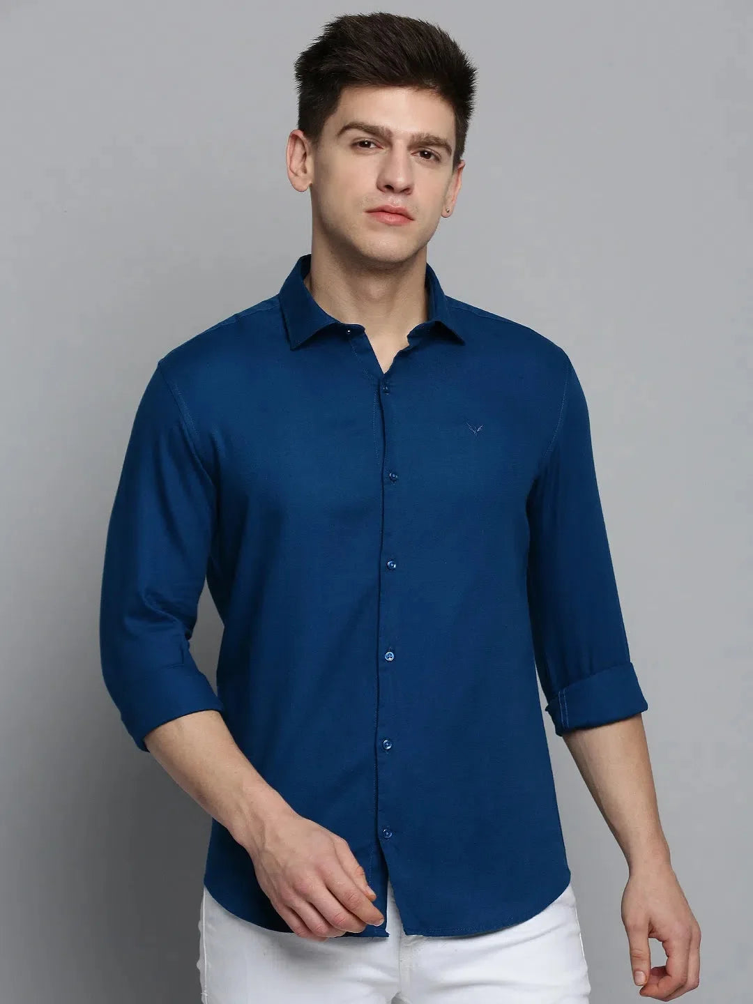 Teal Solid Mens Shirt - DesiQlo Cotton Casual Shirt
