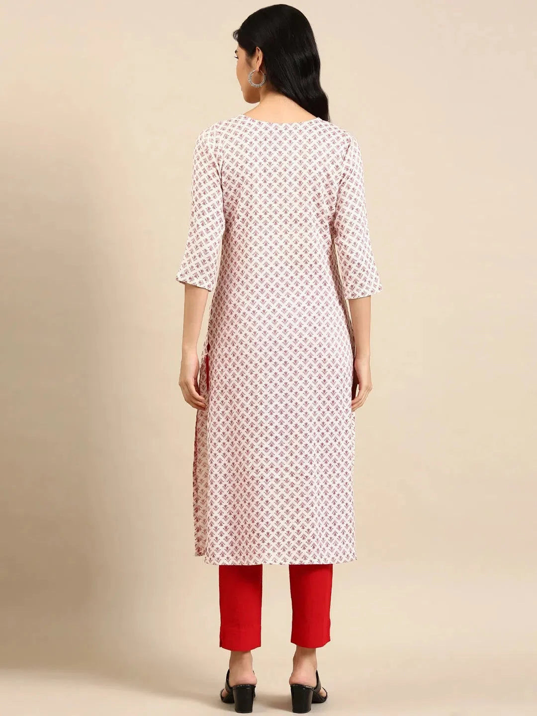Off White Printed Cotton Kurta | Women's Indian Kurta Ladies