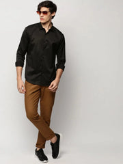 Men Black Solid Casual Casual Shirts-TAVANTAPLAIN-5517-Black