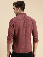 Men Mauve Printed Casual Shirt-COREPRINT-5426-Mauve