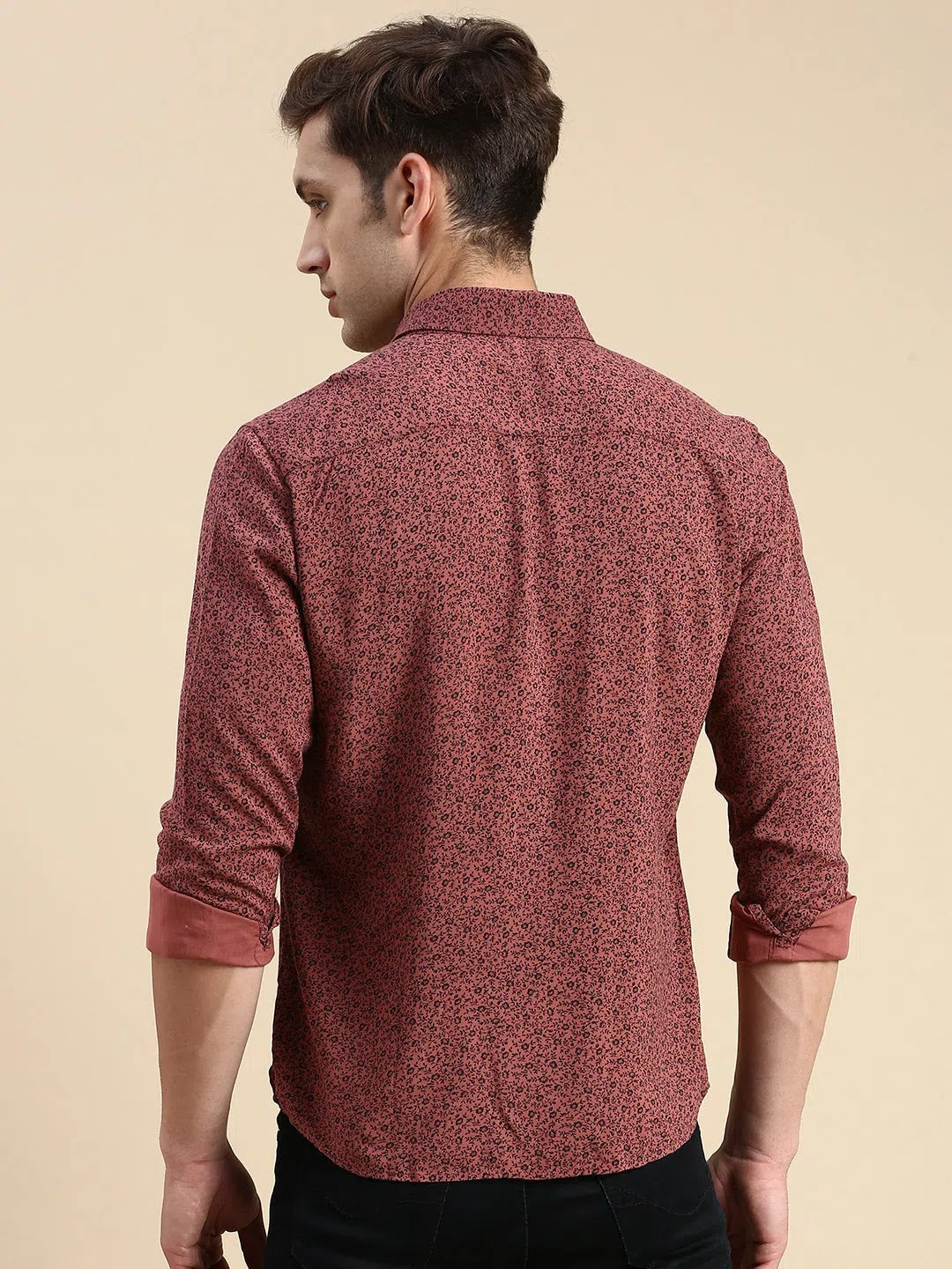 Men's Mauve Printed Cotton Shirt | Casual Shirts - DesiQlo