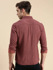 Men Mauve Printed Casual Shirt-COREPRINT-5426-Mauve