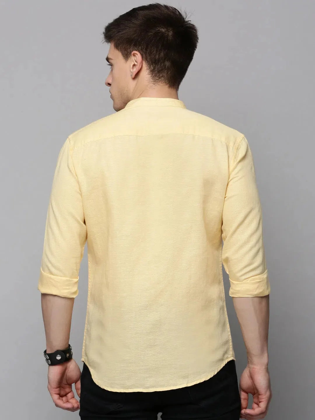 Men's Yellow Solid Cotton Shirt | Casual Comfort & Style