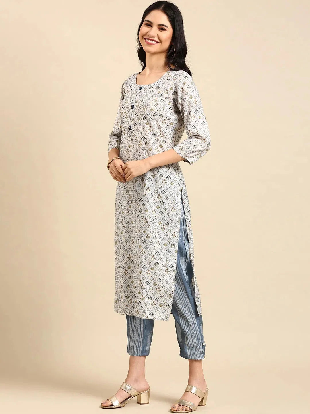 Blue Printed Women's Kurta Sets | Indian Kurta Sets