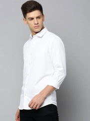 Men White Solid Casual Shirt-PARXPLAINDOBBY-3147-White