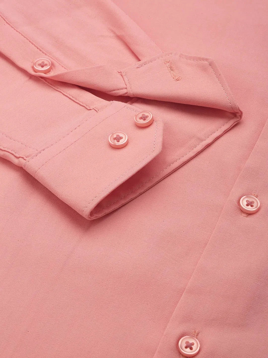 Men's Peach Solid Cotton Shirt - Casual Style