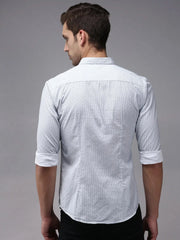 Men White Printed Casual Shirt-HITECKPRINT-1385-White