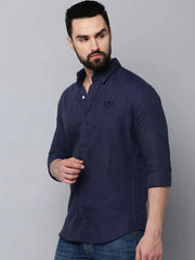 Men Navy Solid Casual Shirt-ELECTRAPLAIN-4523-Navyblue