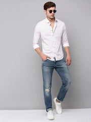Men Pink Printed Casual Shirt-BARONPRINTED-4009-Rose