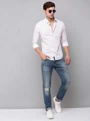 Men Pink Printed Casual Shirt-BARONPRINTED-4009-Rose
