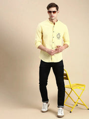 Men Yellow Solid Casual Shirt-SAN-DEI-1065-Yellow