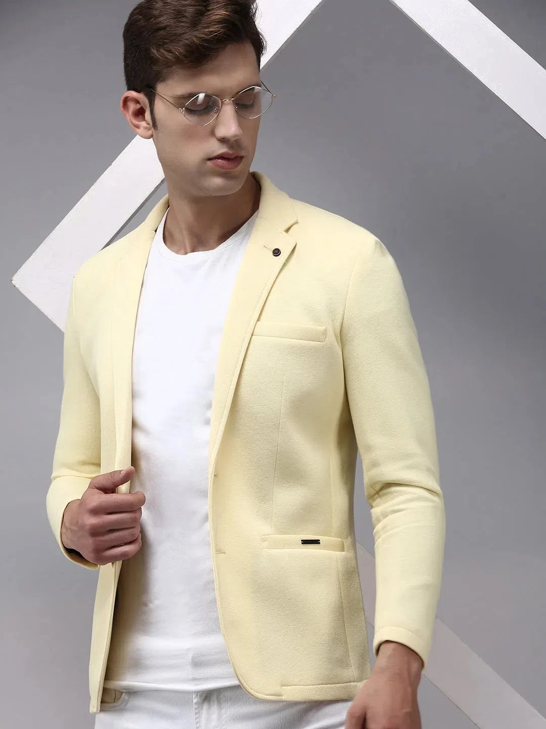 Men Yellow Solid Blazer-AR-017-Yellow