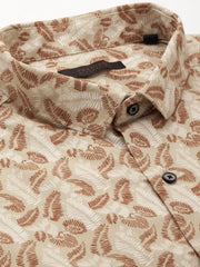 Men Beige Printed Casual Shirt-PARKERPRINT-1539-Cream