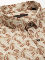 Men Beige Printed Casual Shirt-PARKERPRINT-1539-Cream
