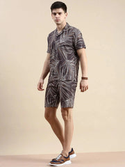 Men Grey Printed Casual Co ord Set-BLACKBERRY-1682-Taupe
