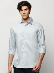 Men Blue Solid Casual Casual Shirts-TAVANTAPLAIN-5511-Blue