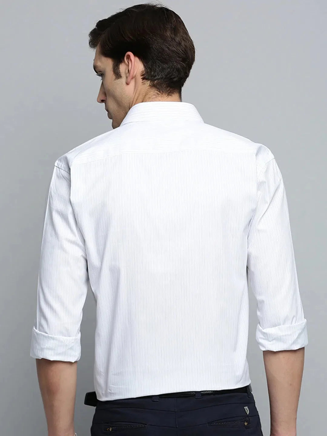 White Striped Formal Shirts for Men - Cotton Shirt | DesiQlo
