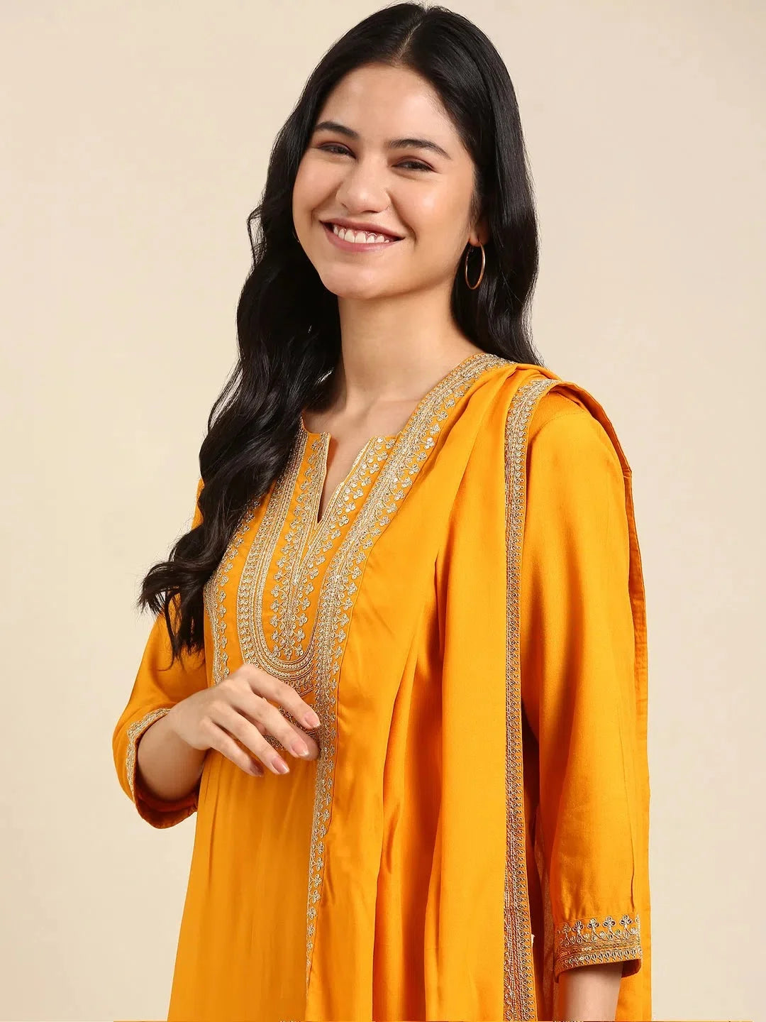 Yellow Solid Cotton Kurta Set | Indian Women's Kurta Sets