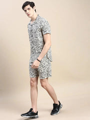 Men Beige Printed Casual Co ord Set-AM-90-10-Beige