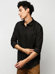 Men Black Checked Casual Casual Shirts-TRUJETTWILL-5487-Black