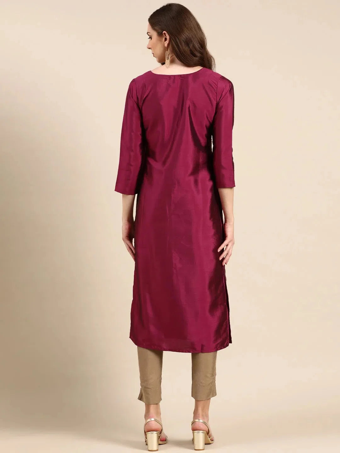 Magenta Embroidered Kurta: Stylish Indian Kurta for Women