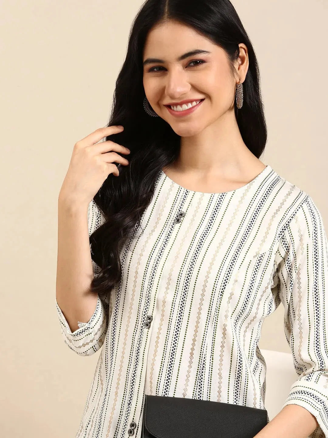 White Printed Cotton Kurta | Elegant Indian Kurta for Women
