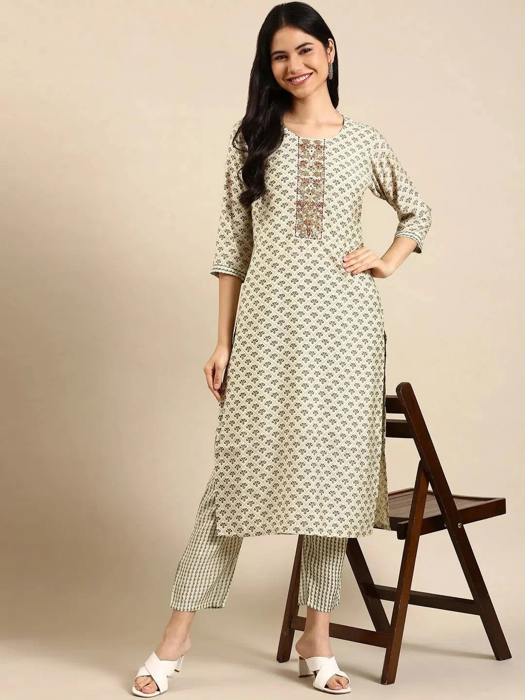 Green Printed Kurta Set | Women's Indian Kurta Sets
