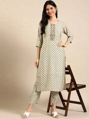 Women's Green Printed Kurta SetKC-3365-Green