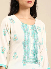 Women's Cream Floral Kurta SetKC-794-Cream
