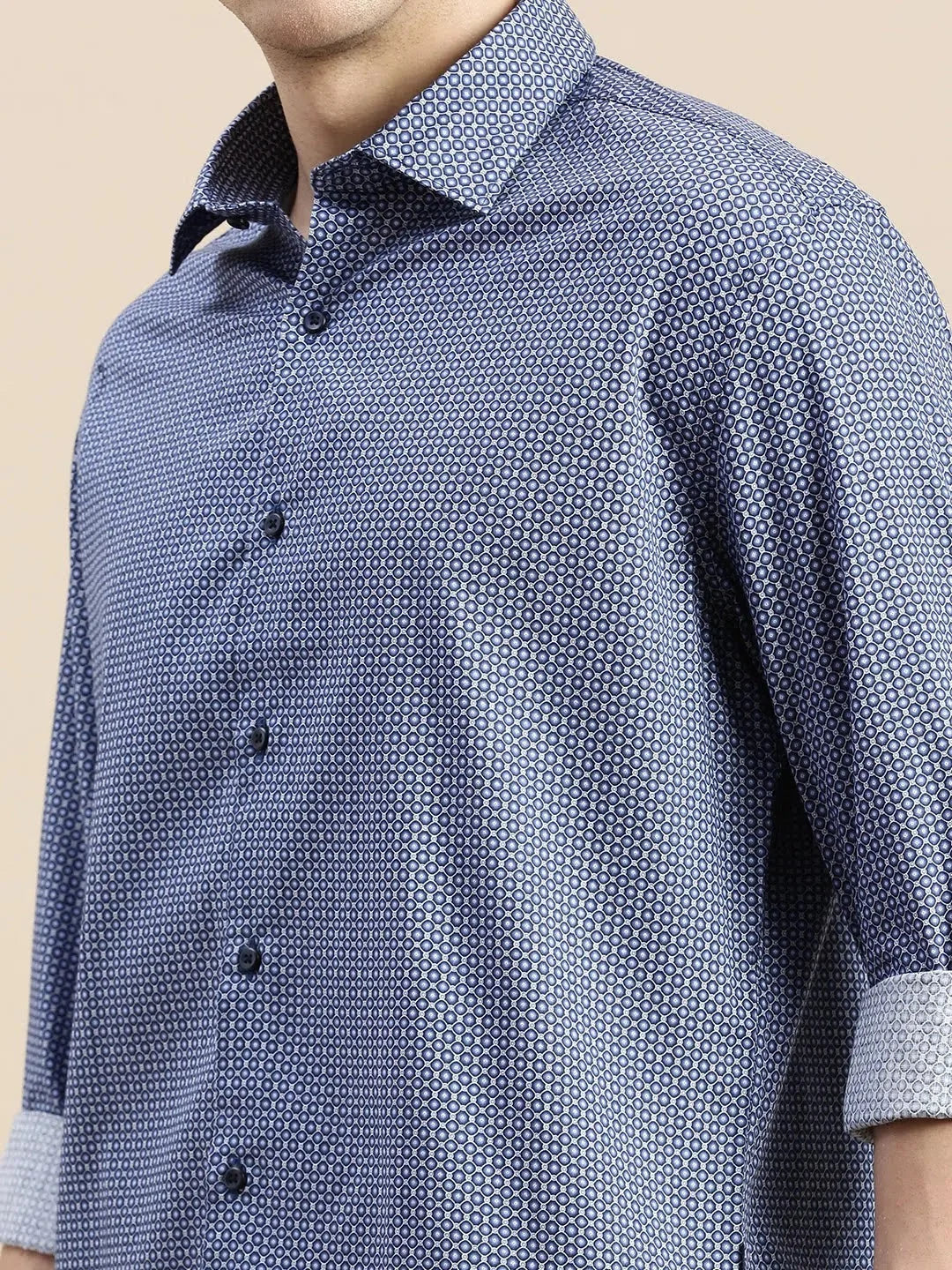 Blue Geometrical Mens Shirt - DesiQlo Cotton Casual Shirt
