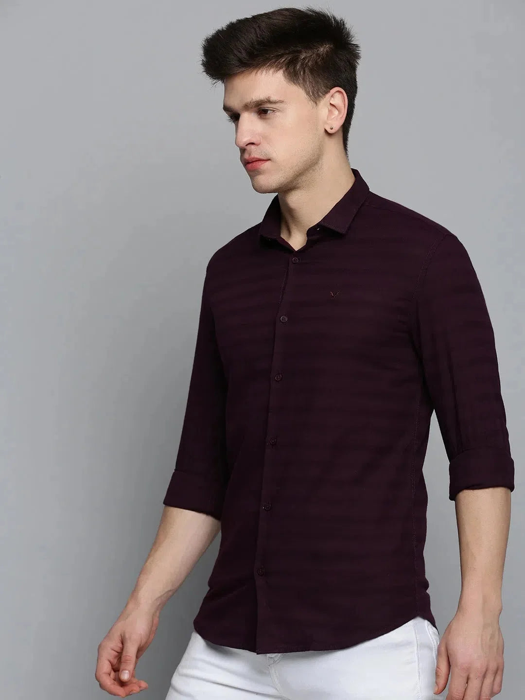 Purple Solid Cotton Mens Shirt - Casual & Stylish | DesiQlo