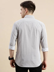 Men White Geometrical Casual Shirt-DAITON-3472-Offwhite