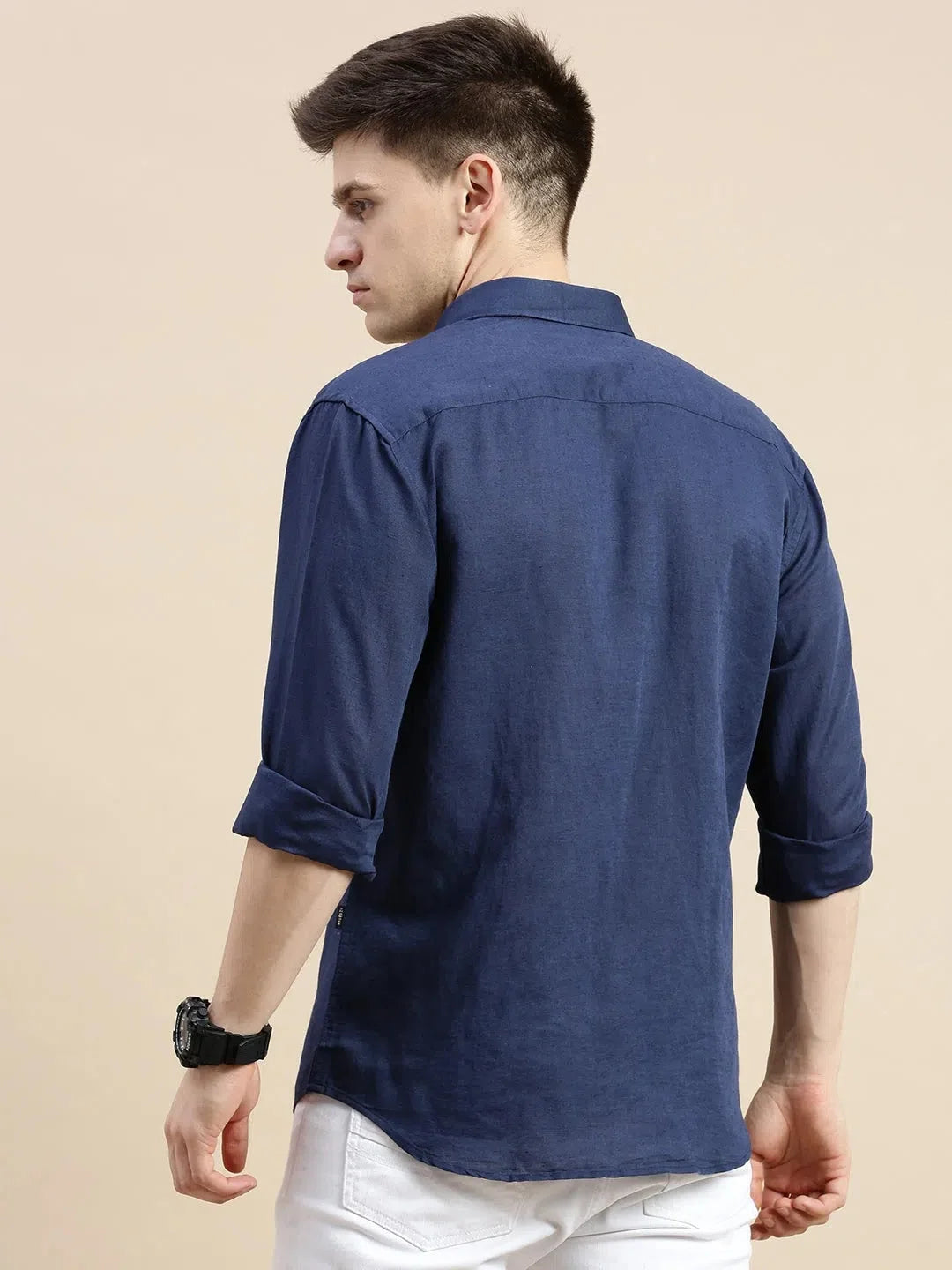 Navy Solid Mens Shirt - DesiQlo Casual Cotton Shirt Style