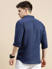 Men Navy Solid Casual Shirt-SWALLOW-1767-Navyblue