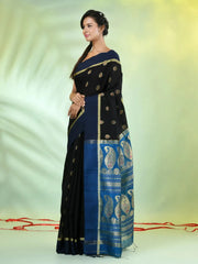 Sky Blue Cotton Saree With Zari Borders-MA66BCT43830043
