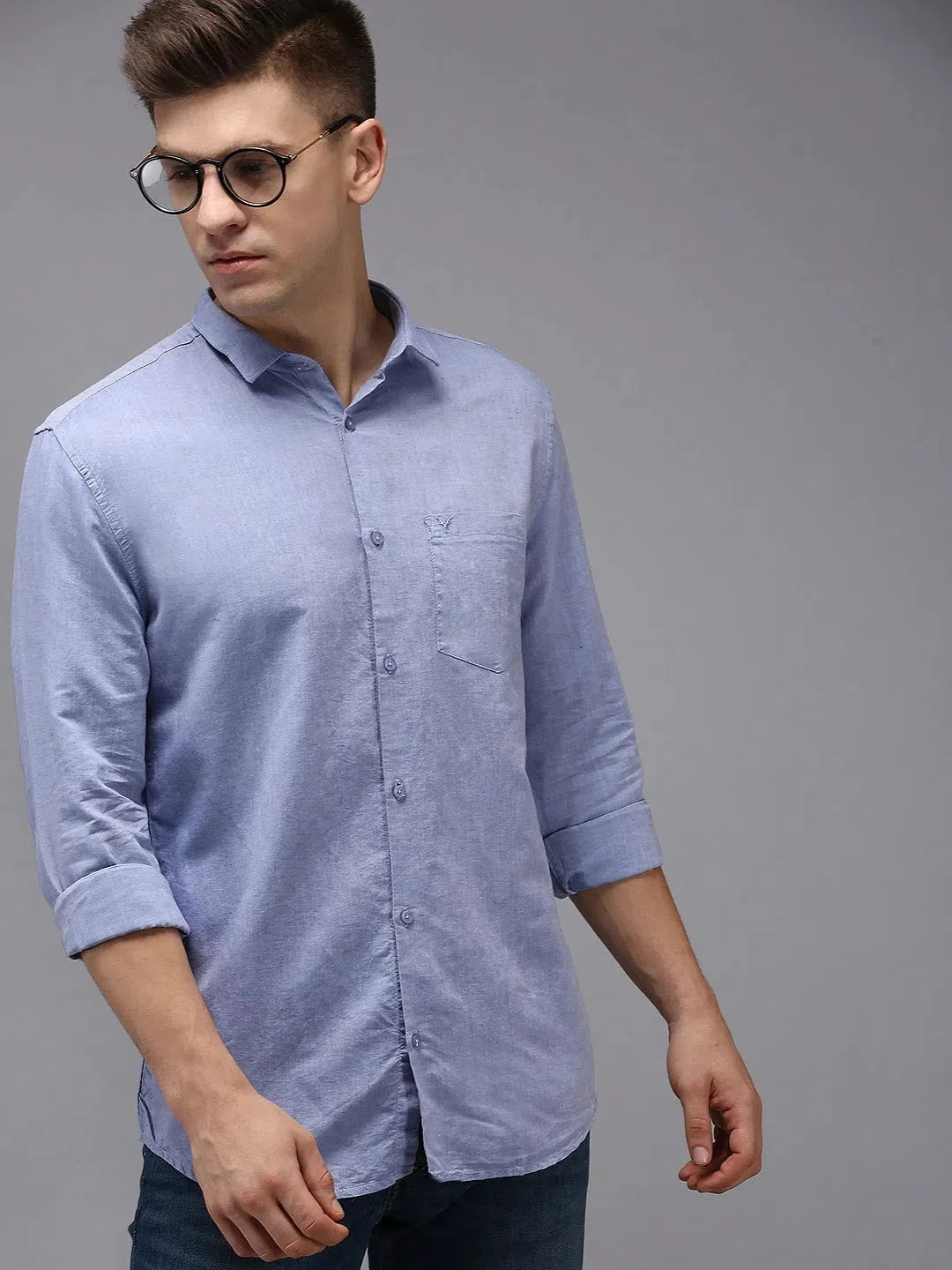Buy Men's Blue Solid Cotton Casual Shirt | Mens Shirt Online