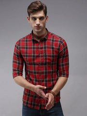 Men Red Checked Casual Shirt-ACHIEVERCHECKS-1195-Red