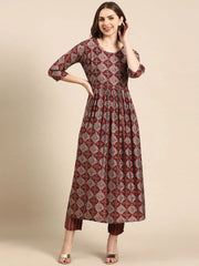 Women's Maroon Printed Kurta SetKC-1002-Maroon