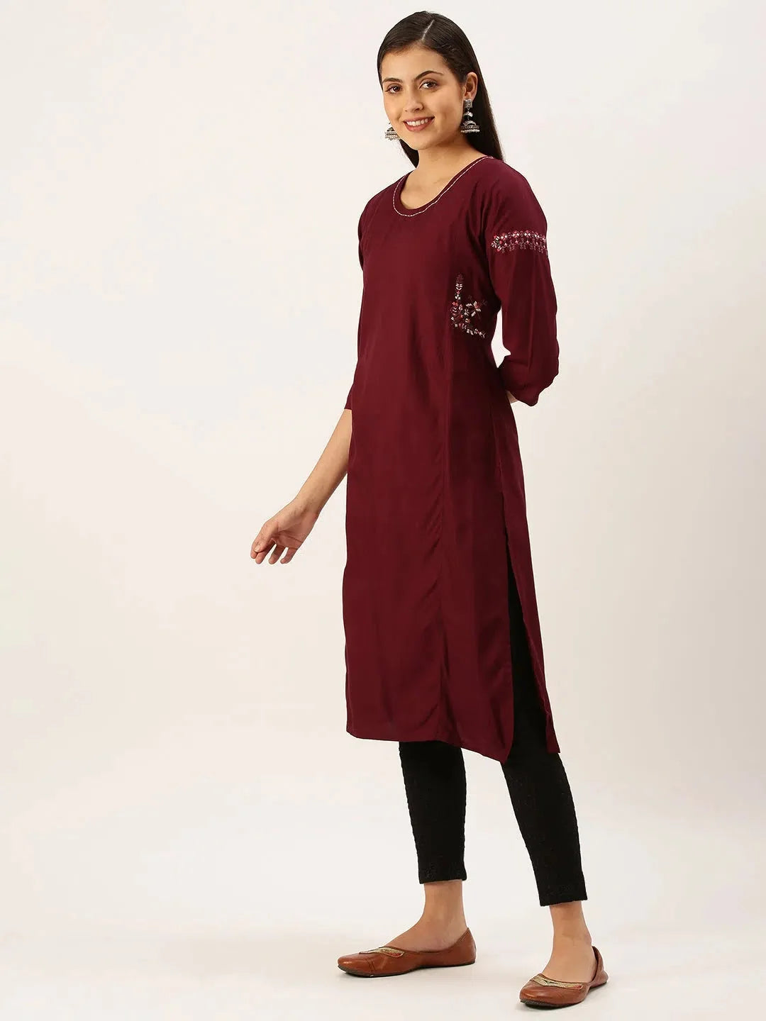 Magenta Embroidered Indian Kurtis for Ladies | DesiQlo