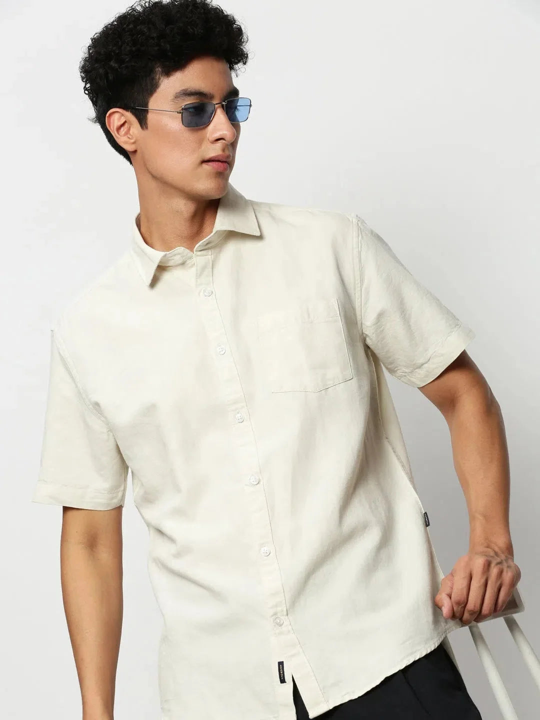 Men Cream Solid Casual Casual Shirts-SPARROW-1752-Cream